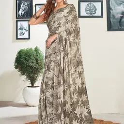 SANISA Floral Poly Georgette Designer Saree image 4