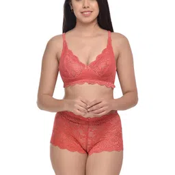 samvar Women Red,Yellow Net Bra Panty Set for Lingerie Set Undergarments Pack of 2-picture-23