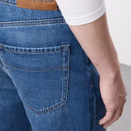 Marks & Spencer Men Slim Fit Mildly Distressed Light Fade Jeans image 5