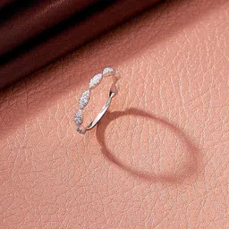 Nipura 925 Sterling Silver Rhodium-Plated CZ Studded Radiance Loop Stackable Finger Ring-image-32