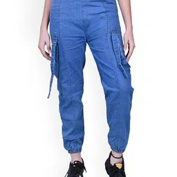 FLASTEENO Girls Comfort Regular Fit Mid-Rise Highly Distressed Cargo Style Jeans-image-8