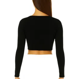 PUERY Women Solid Long Sleeves Cotton Crop Top image 3