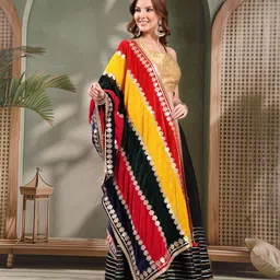 Clora Creation Embroidered Velvet Dupatta with Gotta Patti image 2