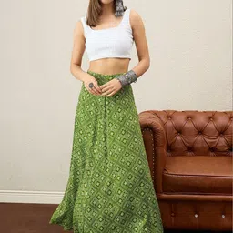 InWeave Bandhej Foil Printed Maxi A-Line Skirt image 3
