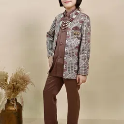 BT DEZINES Boys Satin Sequined Embroidered Sherwani Set image 5