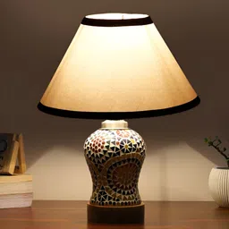 Aura White & Black Printed Glass Frustum Shaped Table Lamp image 5
