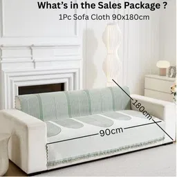 HOMETHREADS Multicoloured & Green Printed 1 Piece Sofa Cover image 2