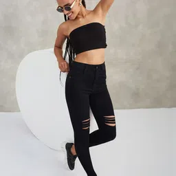 DOLCE CRUDO Women Skinny Fit High-Rise Highly Distressed Stretchable Jeans-image-20