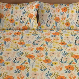 WEAVE AND DECOR White Floral Microfiber 300 TC Fitted Queen Bedsheet Set-1.82 m x 1.82 m image 5