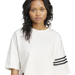 adidas originals ADIDAS Women Solid Round Neck Cotton Relaxed Fit T-shirt-picture-22