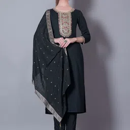 Anouk Women Floral Embroidered Regular Sequinned Kurta with Trousers & With Dupatta-picture-13