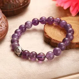 SARAF TRENDZ Rhodium-Plated Amethyst Beaded Elasticated Bracelet-picture-19