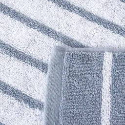 Home Centre Colour Refresh Essense 2Pcs Grey & White Striped Cotton Soft Hand Towels image 5
