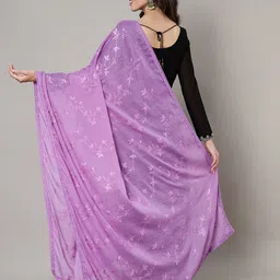 MUFFLY Floral Embroidered Thread Work Cotton Dupatta image 4