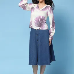 HERE&NOW Floral Print Ruffles Crepe Top image 3