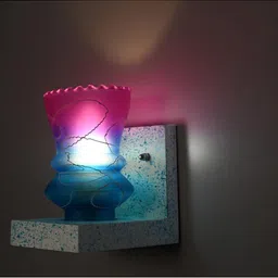 1ST TIME Pink & Multicoloured Textured Wood Contemporary Abstract Shaped Shaped Wall Lamp image 2