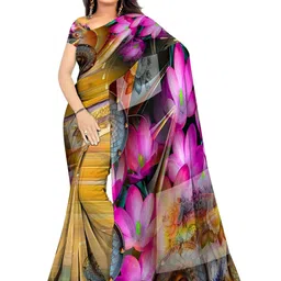 SHIVAM FABRICS Floral Poly Georgette Designer Saree image 1