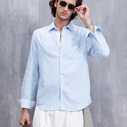 WROGN Men Relaxed Fit Solid Spread Collar Cotton Casual Shirt-picture-23
