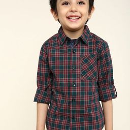 BONKIDS Boys Windowpane Checked Long Sleeves Pure Cotton Shirt-picture-25
