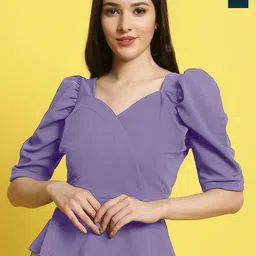 Metronaut Women Pack Of 2 Puff Sleeves Crop Regular Top-picture-10