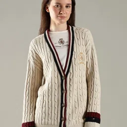 Tommy Hilfiger Women Cable Knit Cardigan with Embroidered Detail-picture-30