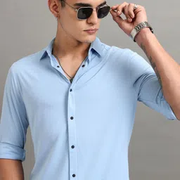 HIGHLANDER Men Cutaway Collar Solid Slim Fit Casual Shirt-picture-22