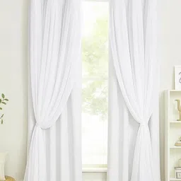BFAM White Set of 2 Black Out Long Door Curtain-image-40