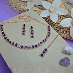 VATSALYA creation Rose Gold-Plated Artificial Stones Jewellery Set-picture-35