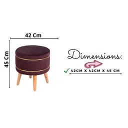 Shadowkart Set Of 2 Coffee Brown Wooden Round Shaped Ottomans image 3
