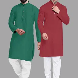VS MALL Maroon Cotton Blend Kurta Sets-picture-21
