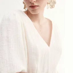 H&M Women V-Neck Puff Sleeves Midi Dress-picture-14