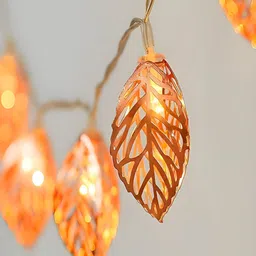 KAVYARA Gold Toned Leaf Shape Metal String Lights image 3