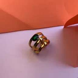 KALAVAATHI Gold-Plated Cubic Zircon Studded Finger Ring image 2