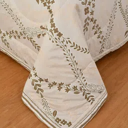 Florida Peach-Coloured & Brown Floral Microfiber AC Room Double Bed Comforter image 3