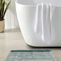 Dolce Casa Green & White Pure Cotton Chenille 100GSM Soft Water Absorbing Bath Rug-image-25