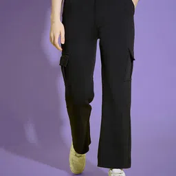 Dream Beauty Fashion Women Loose Fit High-Rise Easy Wash Cargos Trousers-image-72