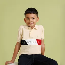 U.S. Polo Assn. Kids Boys Brand Logo Printed Polo Collar Applique T-shirt image 1