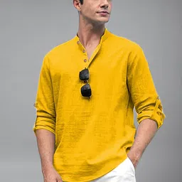 Navkanj Mandarin Collar Roll-Up Sleeves Cotton Straight Kurta-picture-39