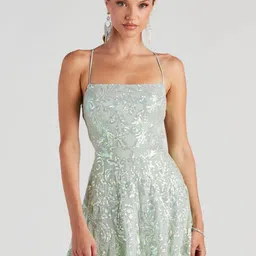 bebe Embellished Fit & Flare Mini Dress-image-10