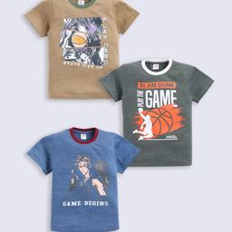 Here&Now X Game Begins Boys Assorted Pack Of 3 Printed T-shirts-picture-23