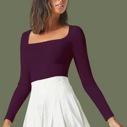 Maheshvi Women Square Neck Long Sleeves Fitted Top-picture-30