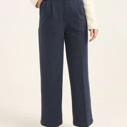 AMSWAN Women Relaxed Straight Fit High-Rise Pleated Korean Pants-image-68