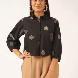 KALINI Women Floral Printed Cotton Regular Crop Top-image-18