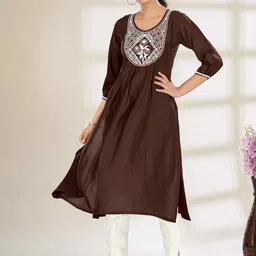 Glomee Women Embroidered Regular Sequinned Pure Cotton Kurta with Trousers-picture-23