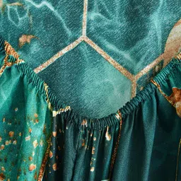 JC HOME Green & Brown Geometric 140 TC Queen Bedsheet Set 1.50 m x 2 m image 3