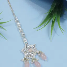 I Jewels Gold-Plated Kundan & Pearl Maang Tikka-image-99