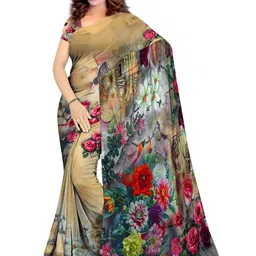 SHIVAM FABRICS Floral Poly Georgette Designer Saree-picture-26