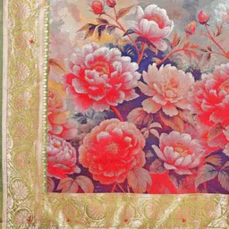 HERE&NOW Floral Zari Linen Blend Handloom Saree image 2