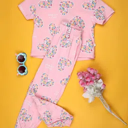 V-Mart Girls Printed Short Sleeves Pure Cotton T-shirt With Joggers-picture-44