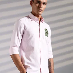 Eszett Spread Collar Embroidered Cotton Casual Shirt-image-50